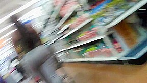 Phat booty bitch walking in store with no undies