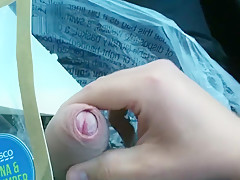 Public Roadside Wank & Cum In Car
