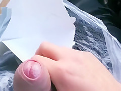 Public Roadside Wank & Cum In Car