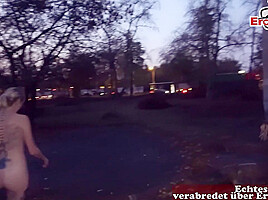 Real Public Car pick up date with german blonde street slut