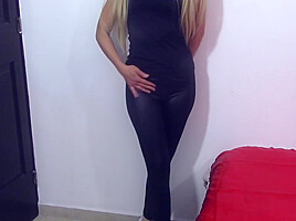 Red Silky Panties And Leather Leggings Got My Rommie´s Multiple