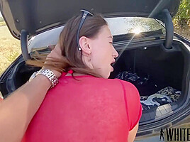 Rough Fucking Insanely Squirting Nymphomaniac In Anal Right On The Road