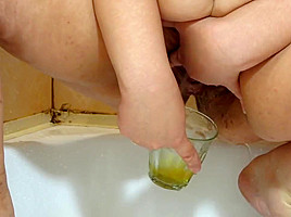 Russian Girl Pissing Into A Glass And Pours Herself Urine