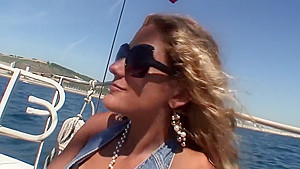 Sex in a yacht with a hot skinny cuban girl