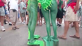 Sexy Babes Showing Off Their Hot Body Painting Outdoors