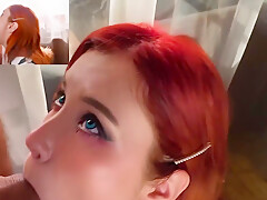 Sexy Redhead Fantastic Blowjob Cock To Facial After College