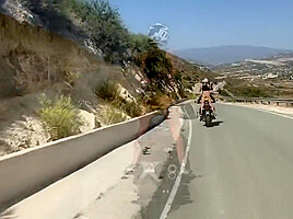 Sexyt bike chick masturbating on the bike