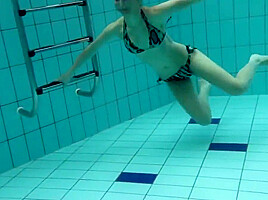 Shaved tight hottie Markova in the Czech pool