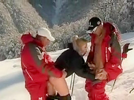 Ski girl double fucked