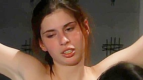 Skinny girl tortured by her jailer in BDSM video