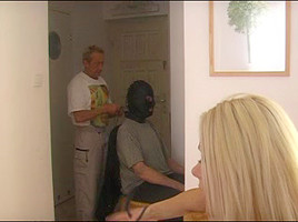 Slaves Worship Sexy Golden-Haired Domina