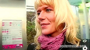 Slutty blonde mature was wearing only black stockings while she was getting fucked in the ass