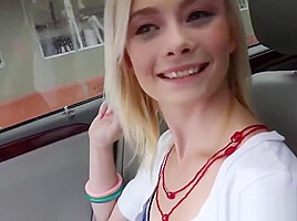 Slutty cum tasting teen 18+ picked up for a free POV ride