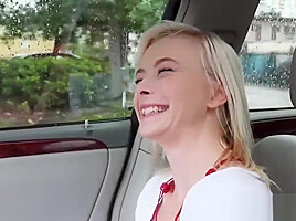 Slutty cum tasting teen 18+ picked up for a free POV ride