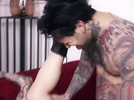 Tattooed Babe Joana Throats A Big Cock