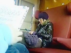 Train jerkoff and cumshot