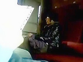 Train jerkoff and cumshot