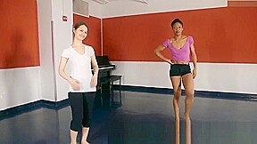 Two girls doing yoga and thinking about smashing