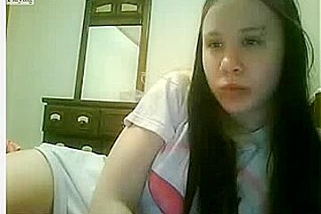 Very cute amateur teen 18+ teases on video chat in her bed