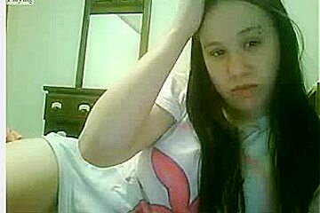Very cute amateur teen 18+ teases on video chat in her bed