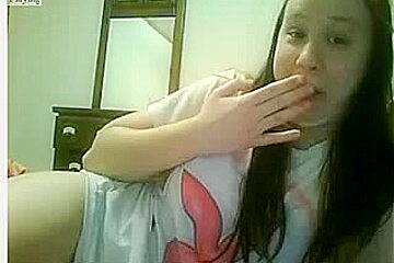 Very cute amateur teen 18+ teases on video chat in her bed