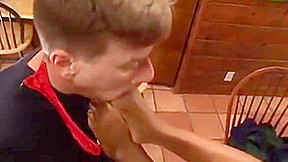 White dude fucks black slut in red