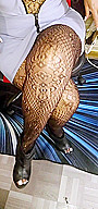 Wide Hips And Thick Legs In Bouncing In Black Fishnets And Heels