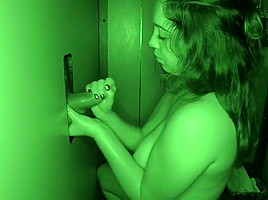 brunette gloryhole handjob